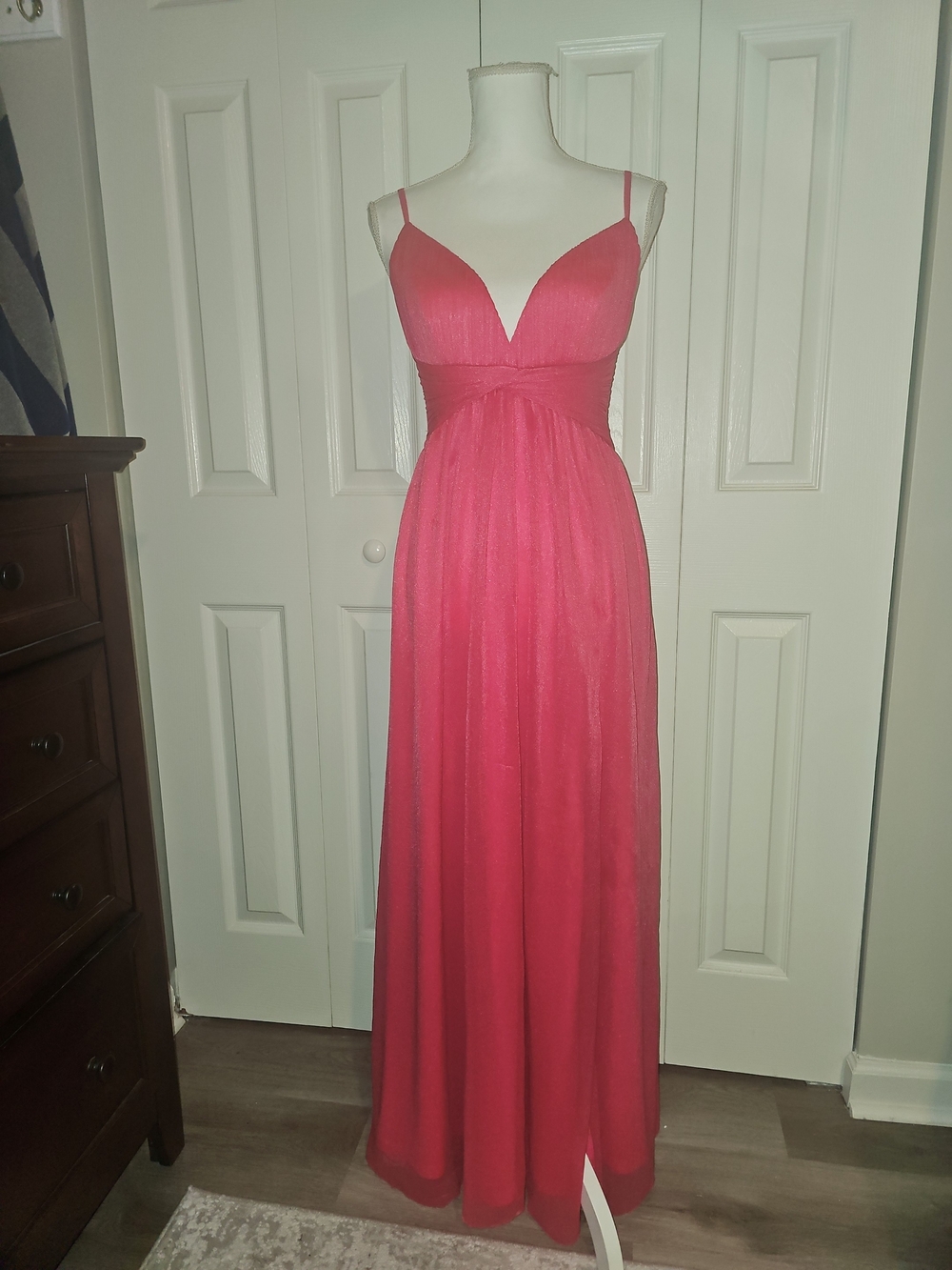 Ever Pretty Hot Pink V-Neck Spaghetti Strap Maxi Dress